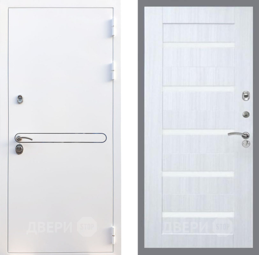 Входная металлическая Дверь Рекс (REX) 27 СБ-14 стекло белое Сандал белый в Котельниках