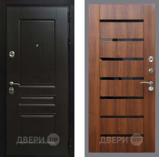 Входная металлическая Дверь Рекс (REX) Премиум-Н СБ-14 стекло черное Орех бренди в Котельниках