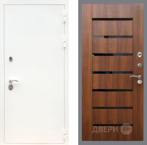 Входная металлическая Дверь Рекс (REX) 5 Белая Шагрень СБ-14 стекло черное Орех бренди в Котельниках