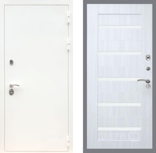 Входная металлическая Дверь Рекс (REX) 5 Белая Шагрень СБ-14 стекло белое Сандал белый в Котельниках