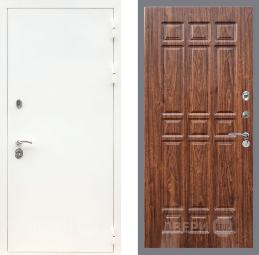 Входная металлическая Дверь Рекс (REX) 5 Белая Шагрень FL-33 орех тисненый в Котельниках