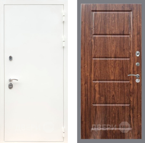 Входная металлическая Дверь Рекс (REX) 5 Белая Шагрень FL-39 орех тисненый в Котельниках