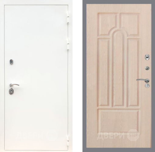 Входная металлическая Дверь Рекс (REX) 5 Белая Шагрень FL-58 Беленый дуб в Котельниках
