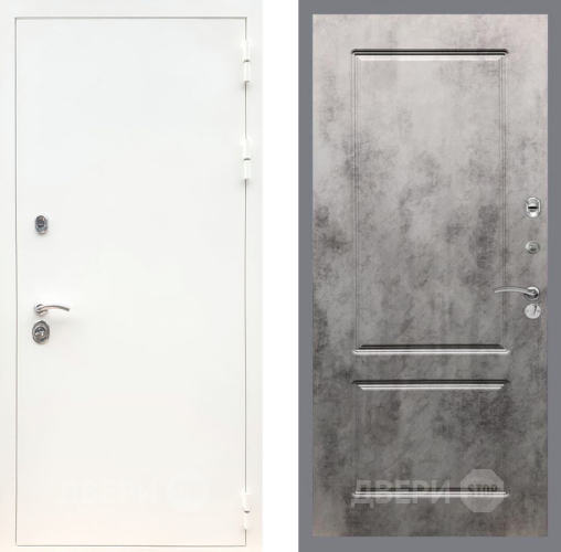 Входная металлическая Дверь Рекс (REX) 5 Белая Шагрень FL-117 Бетон темный в Котельниках