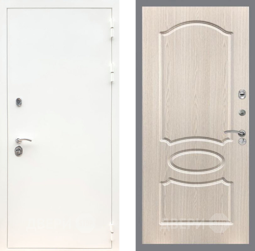 Входная металлическая Дверь Рекс (REX) 5 Белая Шагрень FL-128 Беленый дуб в Котельниках