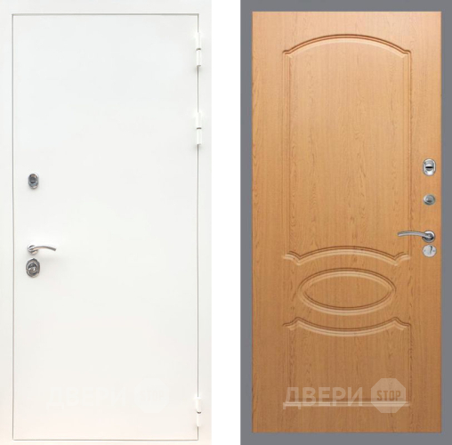 Входная металлическая Дверь Рекс (REX) 5 Белая Шагрень FL-128 Дуб в Котельниках