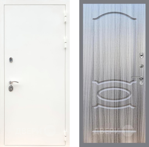 Входная металлическая Дверь Рекс (REX) 5 Белая Шагрень FL-128 Сандал грей в Котельниках