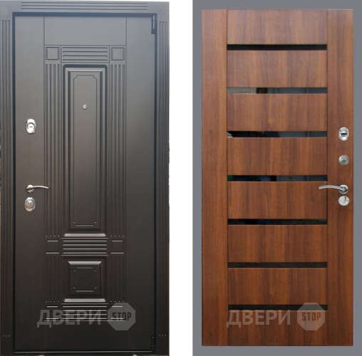 Входная металлическая Дверь Рекс (REX) 9 СБ-14 стекло черное Орех бренди в Котельниках