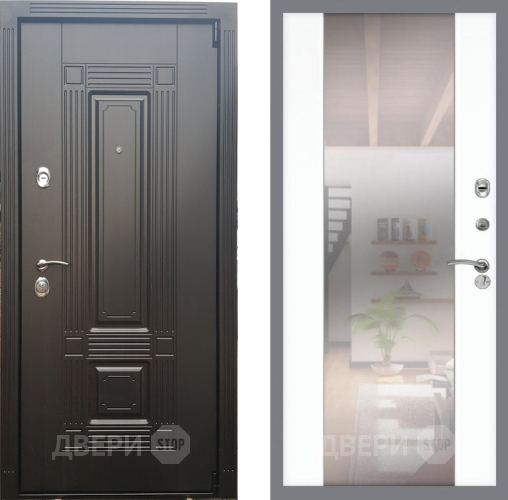 Входная металлическая Дверь Рекс (REX) 9 СБ-16 Зеркало Силк Сноу в Котельниках