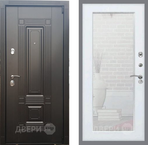 Входная металлическая Дверь Рекс (REX) 9 Зеркало Пастораль Белый ясень в Котельниках