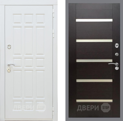 Входная металлическая Дверь Рекс (REX) 8 Силк Сноу СБ-14 стекло белое венге поперечный в Котельниках