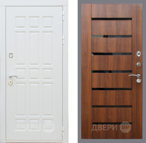 Входная металлическая Дверь Рекс (REX) 8 Силк Сноу СБ-14 стекло черное Орех бренди в Котельниках