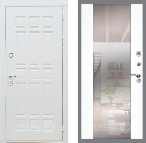 Входная металлическая Дверь Рекс (REX) 8 Силк Сноу СБ-16 Зеркало Силк Сноу в Котельниках