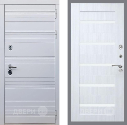 Входная металлическая Дверь Рекс (REX) 14 Силк Сноу СБ-14 стекло белое Сандал белый в Котельниках