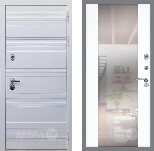 Входная металлическая Дверь Рекс (REX) 14 Силк Сноу СБ-16 Зеркало Силк Сноу в Котельниках