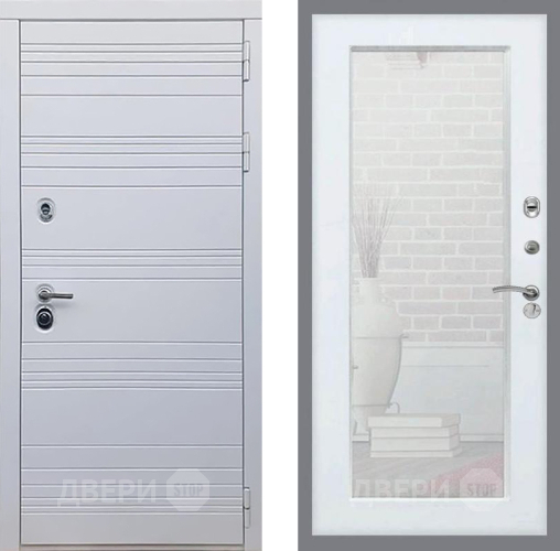 Входная металлическая Дверь Рекс (REX) 14 Силк Сноу Зеркало Пастораль Белый ясень в Котельниках