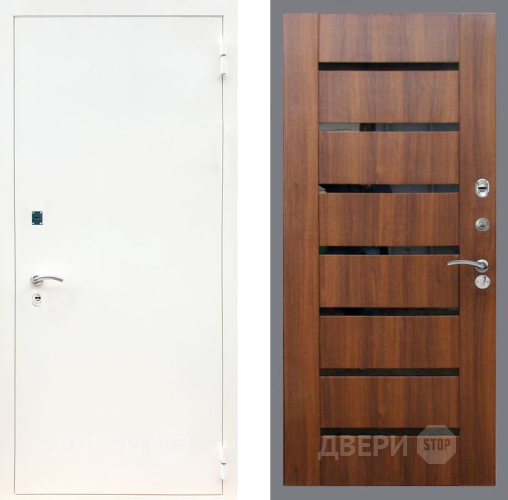 Дверь Рекс (REX) 1А Белая шагрень СБ-14 стекло черное Орех бренди в Котельниках