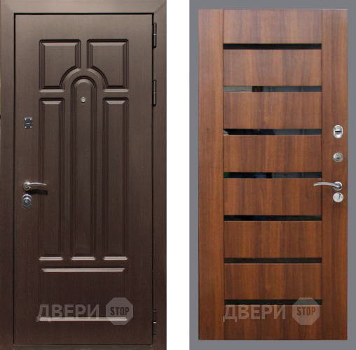 Входная металлическая Дверь Рекс (REX) Эврика СБ-14 стекло черное Орех бренди в Котельниках