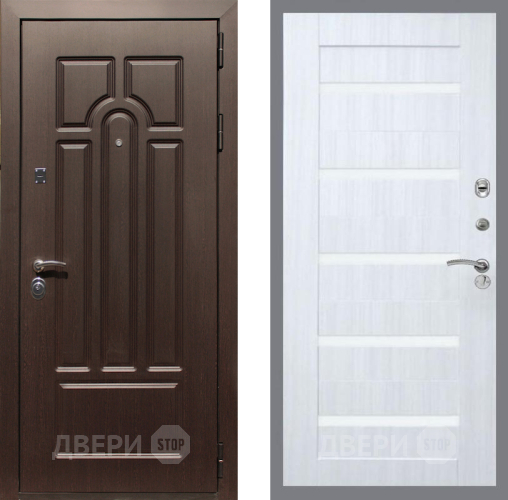 Входная металлическая Дверь Рекс (REX) Эврика СБ-14 стекло белое Сандал белый в Котельниках