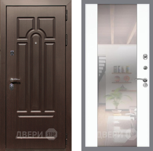 Входная металлическая Дверь Рекс (REX) Эврика СБ-16 Зеркало Силк Сноу в Котельниках