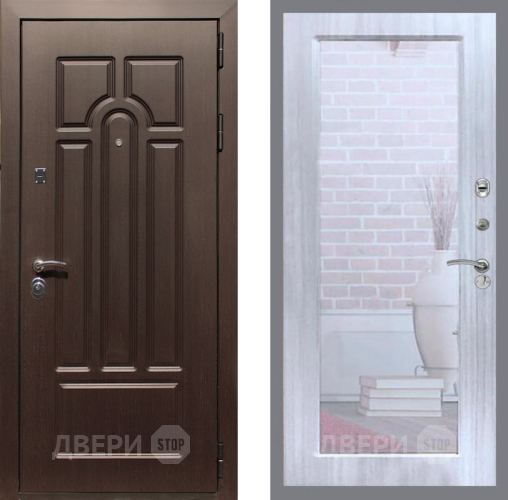 Входная металлическая Дверь Рекс (REX) Эврика Зеркало Пастораль Сандал белый в Котельниках