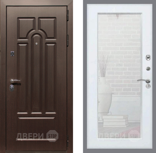 Входная металлическая Дверь Рекс (REX) Эврика Зеркало Пастораль Силк Сноу в Котельниках