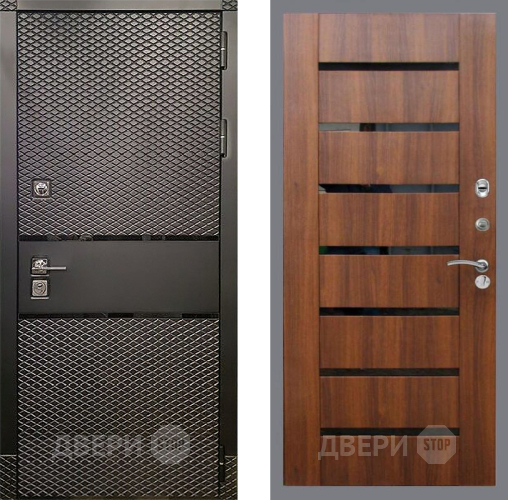 Входная металлическая Дверь Рекс (REX) 15 Черный Кварц СБ-14 стекло черное Орех бренди в Котельниках