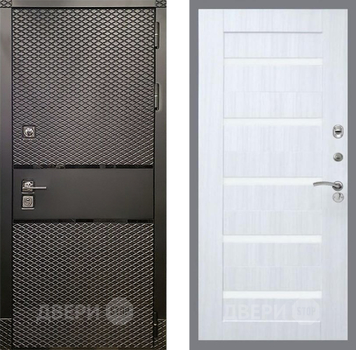 Дверь Рекс (REX) 15 Черный Кварц СБ-14 стекло белое Сандал белый в Котельниках