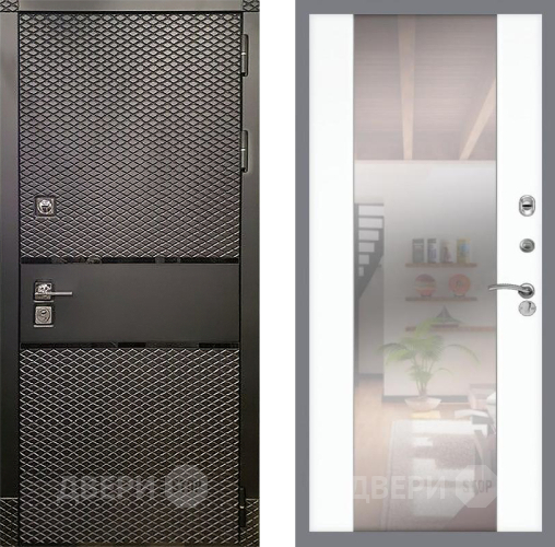 Входная металлическая Дверь Рекс (REX) 15 Черный Кварц СБ-16 Зеркало Силк Сноу в Котельниках