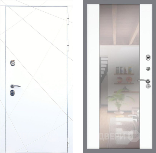 Входная металлическая Дверь Рекс (REX) 13 Силк Сноу СБ-16 Зеркало Силк Сноу в Котельниках