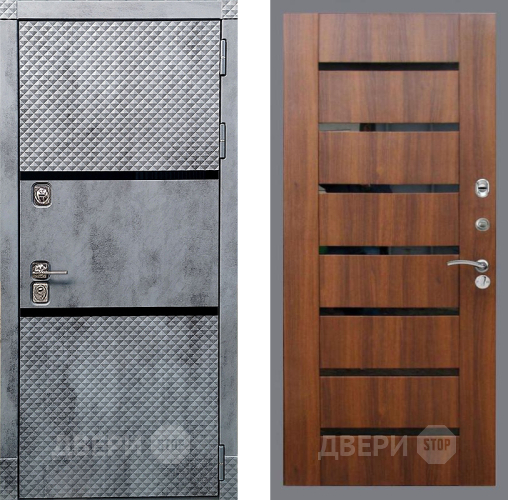 Входная металлическая Дверь Рекс (REX) 15 Бетон Темный СБ-14 стекло черное Орех бренди в Котельниках