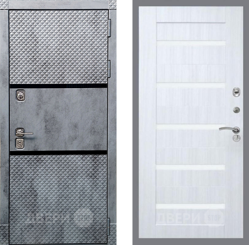 Входная металлическая Дверь Рекс (REX) 15 Бетон Темный СБ-14 стекло белое Сандал белый в Котельниках