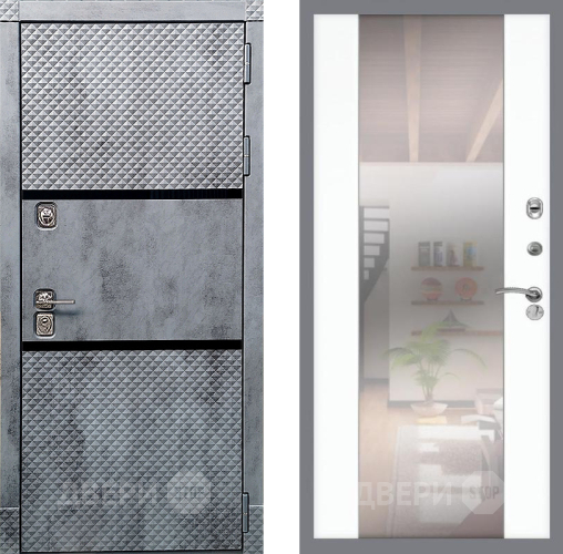 Входная металлическая Дверь Рекс (REX) 15 Бетон Темный СБ-16 Зеркало Силк Сноу в Котельниках