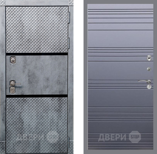 Входная металлическая Дверь Рекс (REX) 15 Бетон Темный Line Силк титан в Котельниках