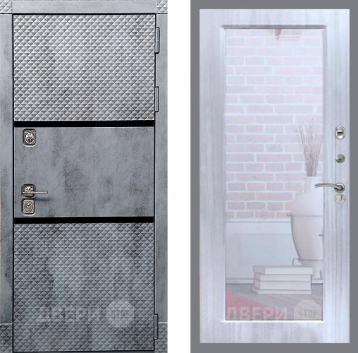 Входная металлическая Дверь Рекс (REX) 15 Бетон Темный Зеркало Пастораль Сандал белый в Котельниках