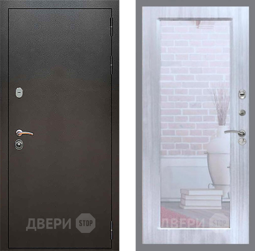Входная металлическая Дверь Рекс (REX) 5 Серебро Антик Зеркало Пастораль Сандал белый в Котельниках