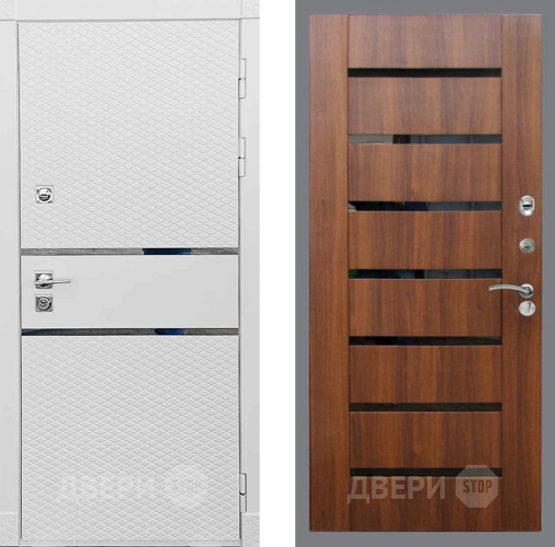 Входная металлическая Дверь Рекс (REX) 15 Силк Сноу СБ-14 стекло черное Орех бренди в Котельниках