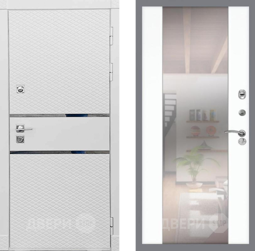 Входная металлическая Дверь Рекс (REX) 15 Силк Сноу СБ-16 Зеркало Силк Сноу в Котельниках