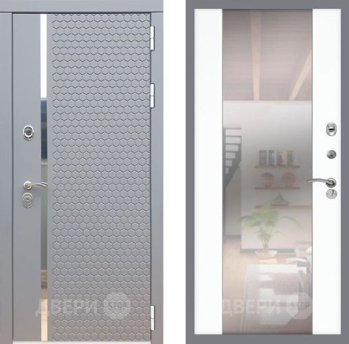 Входная металлическая Дверь Рекс (REX) 24 СБ-16 Зеркало Силк Сноу в Котельниках