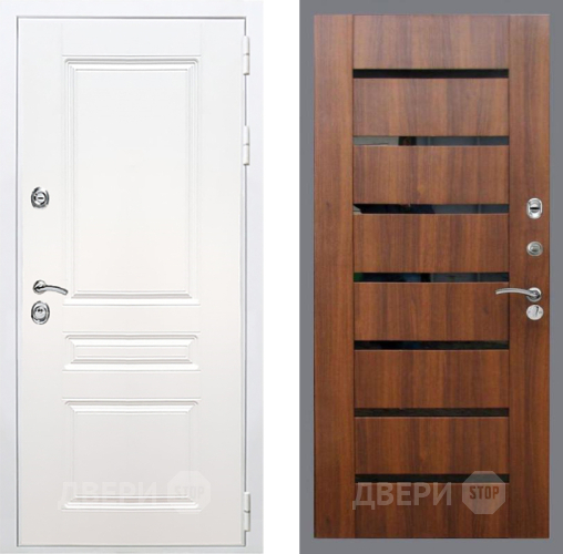 Входная металлическая Дверь Рекс (REX) Премиум-н Силк Сноу СБ-14 стекло черное Орех бренди в Котельниках