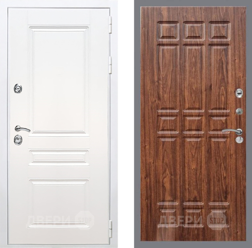 Входная металлическая Дверь Рекс (REX) Премиум-н Силк Сноу FL-33 орех тисненый в Котельниках