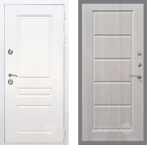 Входная металлическая Дверь Рекс (REX) Премиум-н Силк Сноу FL-39 Беленый дуб в Котельниках