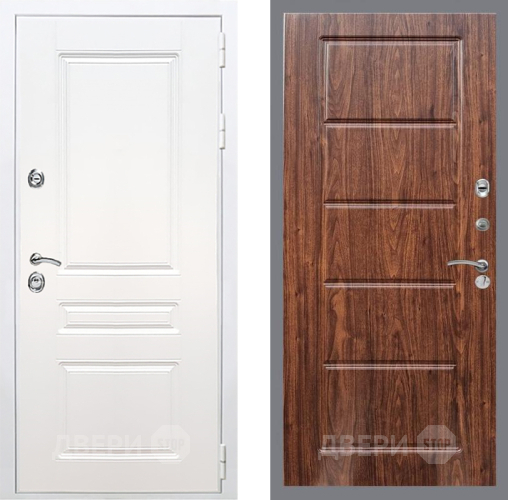 Входная металлическая Дверь Рекс (REX) Премиум-н Силк Сноу FL-39 орех тисненый в Котельниках