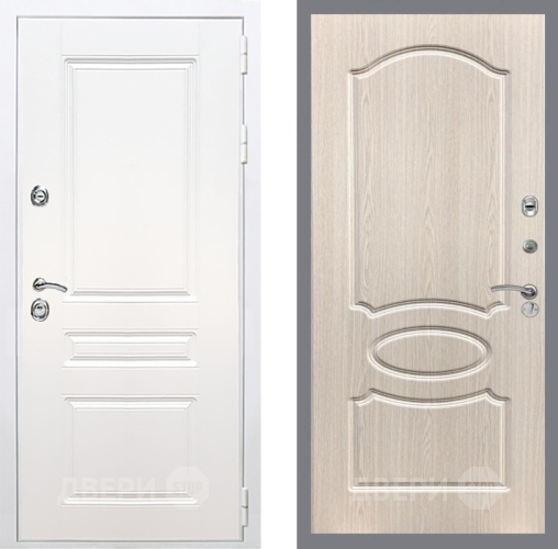 Входная металлическая Дверь Рекс (REX) Премиум-н Силк Сноу FL-128 Беленый дуб в Котельниках