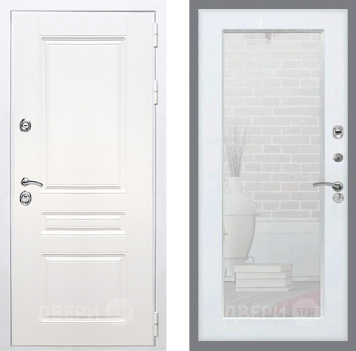 Дверь Рекс (REX) Премиум-н Силк Сноу Зеркало Пастораль Силк Сноу в Котельниках