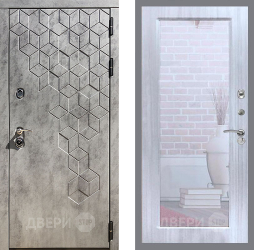 Входная металлическая Дверь Рекс (REX) 23 Зеркало Пастораль Сандал белый в Котельниках