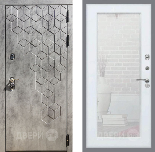 Входная металлическая Дверь Рекс (REX) 23 Зеркало Пастораль Силк Сноу в Котельниках