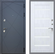 Дверь Рекс (REX) 13 Силк Титан СБ-14 стекло белое Сандал белый