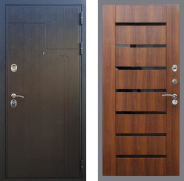 Дверь Рекс (REX) Премиум-246 СБ-14 стекло черное Орех бренди